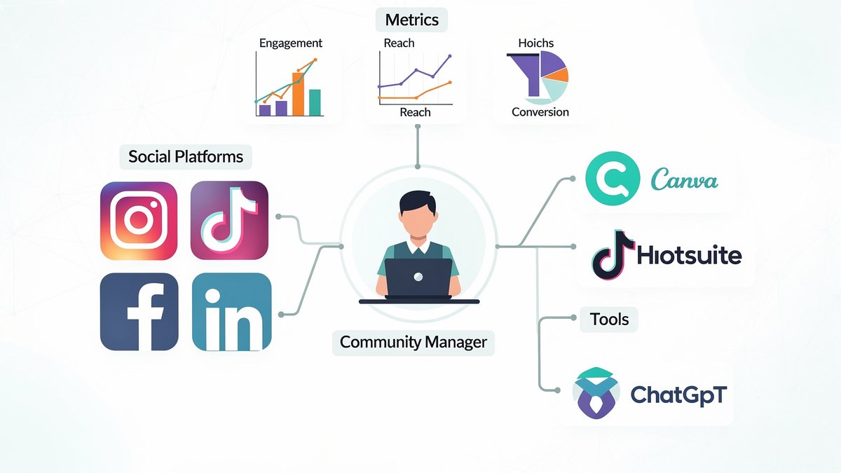Ecosistema del Community Manager 2026: plataformas, herramientas y m&eacute;tricas