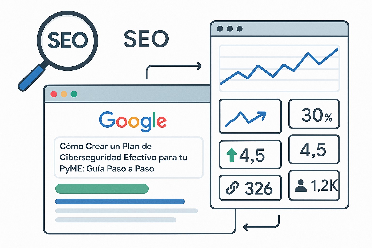 Una imagen que representa varias herramientas de protección, como un escudo para antivirus, un candado para contraseñas, y flechas para actualizaciones de software, simbolizando una defensa multicapa.