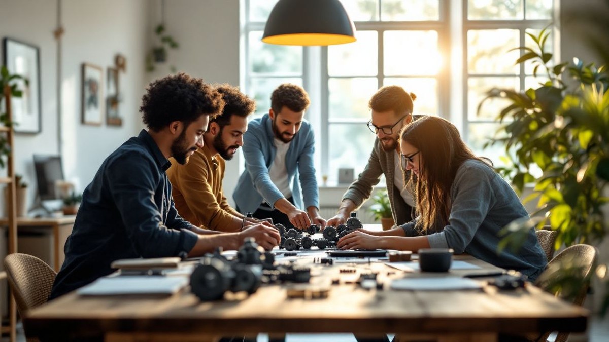 Equipo profesional trabajando con cultura de aprendizaje en la empresa