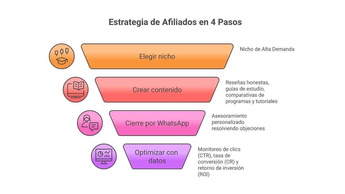 Infografía Estrategia para Ganar Comisiones con Afiliados de Cursos 2026