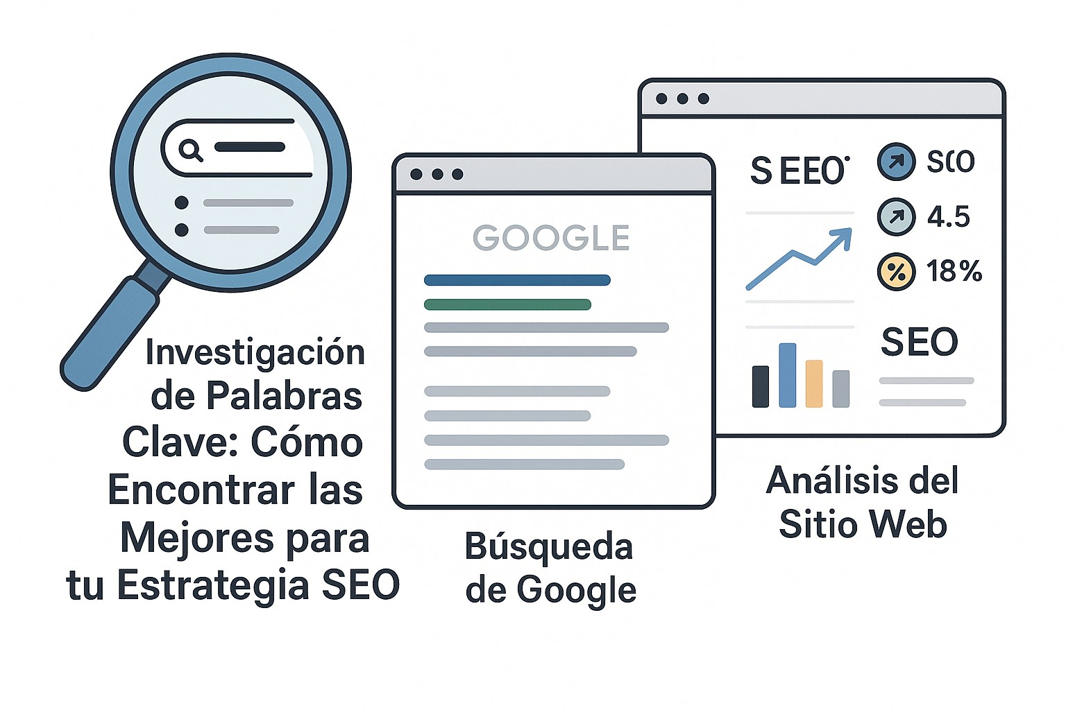 Ilustración sobre investigacion palabras clave seo