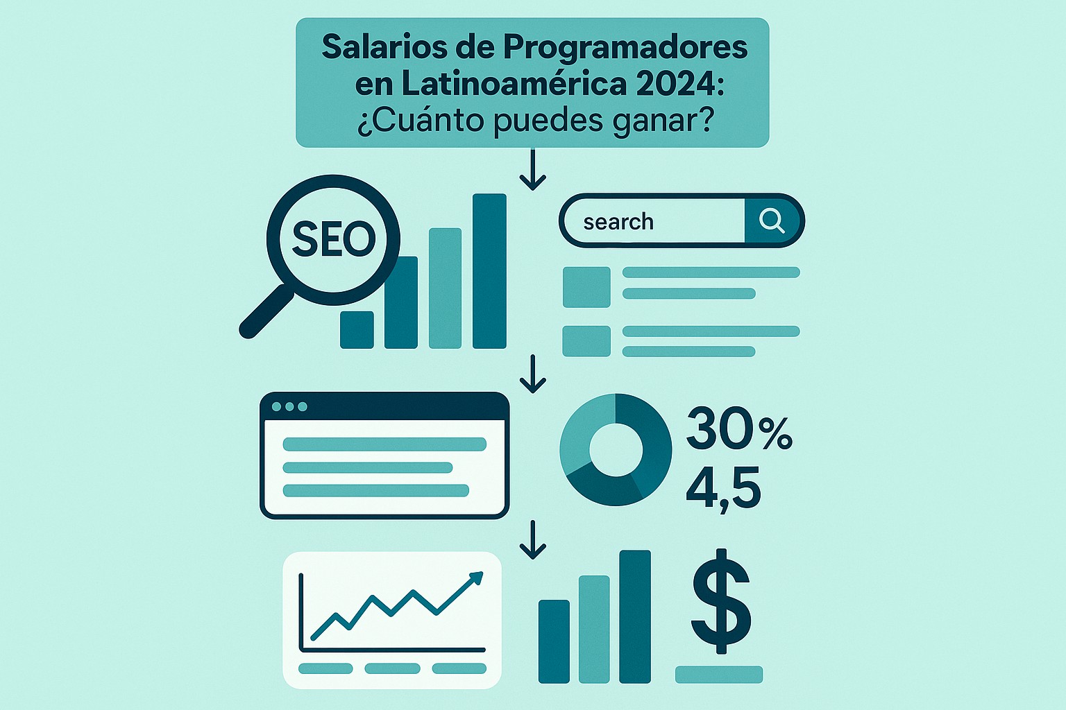 Infografía: conceptos clave de Salarios de Programadores en Latinoamérica 2024: ¿Cuánto puedes ganar?